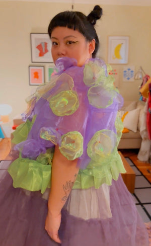 Lavender Lime Jelly Coral Organza Top