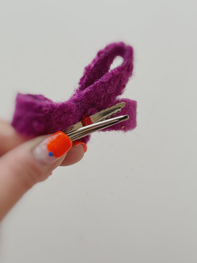 Wool Bow Hair Clips