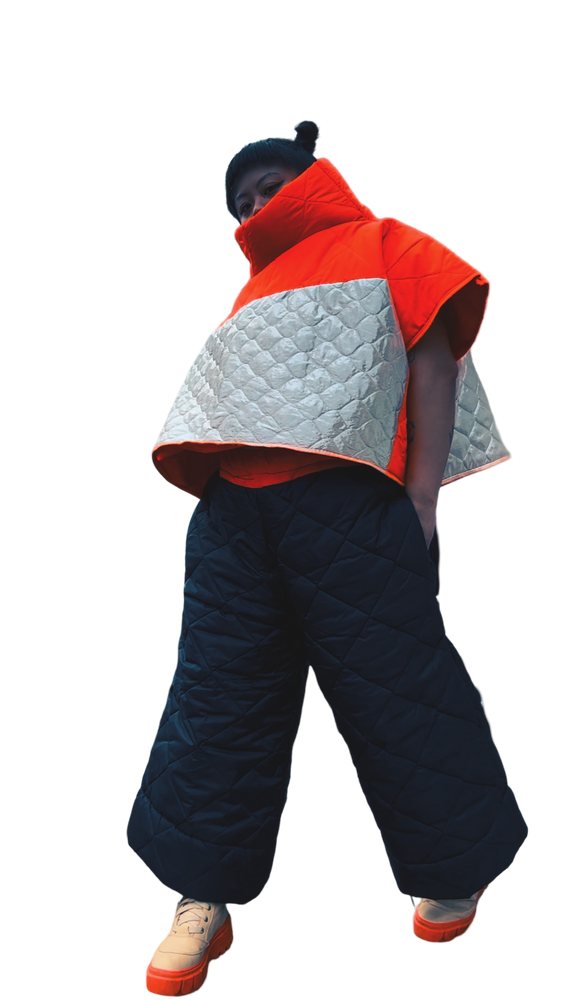 Space Girl Quilted Crop (orange neck)