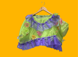 Lime Jelly Organza Floral Crop