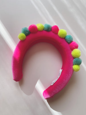 
            
                Load image into Gallery viewer, Hot Pink Fiesta Pom Party Headband
            
        